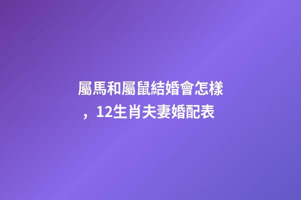 屬馬和屬鼠結婚會怎樣，12生肖夫妻婚配表-第1張-觀點-玄機派